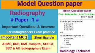 Radiography Model Question paper # paper -1#  Radiography MCQ#  Test paper # By BL Kumawat #