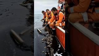 Surprising Method to Clean Barnacles on Whale's Back! #animals​ #deepsea​ #fishing​