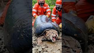 Lynx caught off guard by giant snail — rescue in action #animalrescue  #wildlife