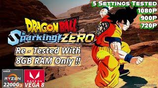 Dragon Ball Sparking Zero Re-Tested With 8GB Ram | Ryzen 3 2200G | VEGA 8 iGPU