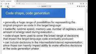 Code generation, code shape