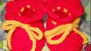 Пинетки крючком Кнопки - 1 часть - Crochet baby's bootees - вязание подошвы