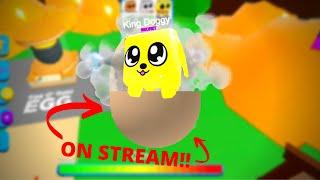 I HATCHED A KING DOGGY ON STREAM!! *real clip!* - BUBBLE GUM SIMULATOR