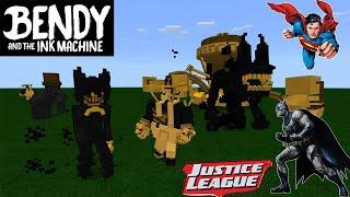 Bendy and the Ink Machine BOSSES vs Superman Batman Justice League (Minecraft PE)