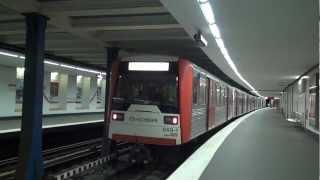 U-Bahn Hamburg - Züge im Bahnhof Rathaus U3 HD