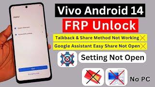 Vivo Android 14 Frp Bypass 2025 Setting Not Open | All Vivo Google Account Bypass Talkback Not Open