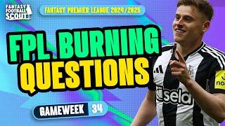 FPL HARRY & TOM! | GW34 FREE HIT! | FPL BURNING QUESTIONS | Fantasy Premier League Tips 2024/25