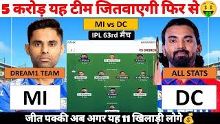 MI vs DC Dream1 Prediction Mumbai Indians vs Delhi Capitals Dream1 Team IPL