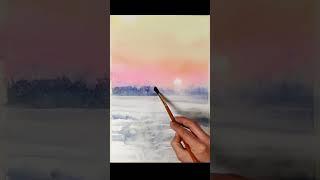 #shorts Without Sketch ​Landscape Watercolor - ​Winter Field. NAMIL ART