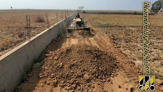 Best Process Filling Land ! Bulldozer pushing the soil into pit ! Mitsubishi bd2g & Dumptruck work