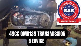 QMB139 49cc CHINESE GAS SCOOTER TRANSMISSION MAINTENACE AND DRIVE BELT CHANGE