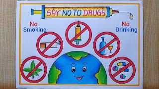 International Day Against Drugs Abuse poster drawing| Say No to Drugs poster| Drug Poster|No smoking