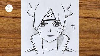 How to draw Boruto Uzumaki step by step || Easy anime drawing || Easy drawing for beginners