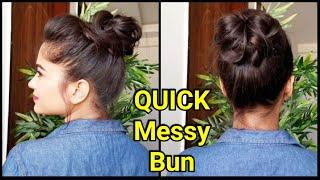 Quick Messy Bun for girls//HAIRSTYLE DIARIES #Shorts