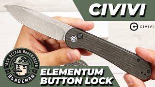 Нож CIVIVI Elementum Button Lock, 14C28N Gray, Micarta Dark Green