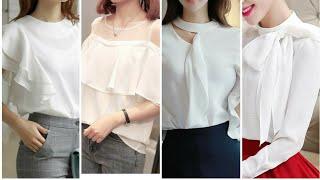 Фасоны белых блузок/ Eng so'nggi urfdagi oq koftalar fasonlari/ Styles white blouse.