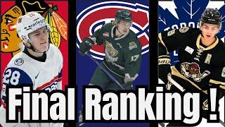 FINAL 2024 NHL Draft 1ST Round Rankings ! | Pick 32 to 17 | Part 1