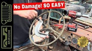 Steering wheel removal Willy’s MB Ford GPW. No Damage!!! And so easy!!