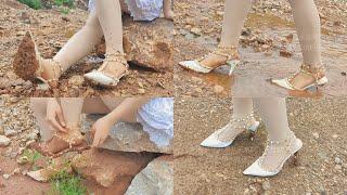 White high heels wet  and muddy(65)(Full video 42min 38sec)