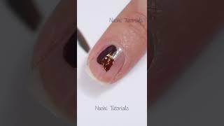 Simple Abstract Autumn Foil Nail Art Tutorial #shorts