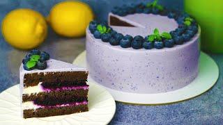 HEALTHY Blueberry Ice Cream Cake! Low-calorie gluten-free, sugar-free recipe! Subtitles