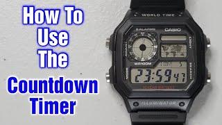 Casio Watch With World Map (Model: AE-1200WH-1AVCF) – How To Use The Countdown Timer