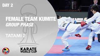 KARATE WORLD CUP: Day 2 - Female Team Kumite - Group Phase - Tatami 2 | WORLD KARATE FEDERATION