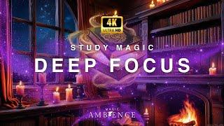 4k Study Magic: Deep Focus Fantasy Ambiance Music  Library Studying Background  Calm Piano Music