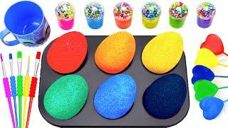 Satisfying Video | How to Make Rainbow EGGS with Lollipops and Gliter Slime into a Game Cutting ASMR