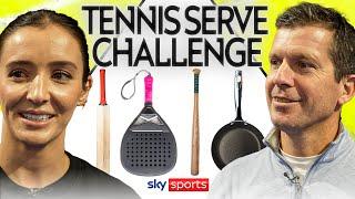 ULTIMATE TENNIS SERVE CHALLENGE! | Can tennis stars ACE a serve using MIX AND MATCH equipment?