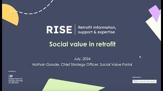 Social value in retrofit with the Social Value Portal | RISE Masterclass