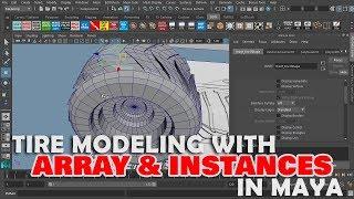 Object Array and instances in Maya Modeling a tire