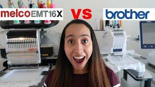 MELCO EMT16X VS BROTHER 6 NEEDLE EMBROIDERY MACHINE SPEED TEST! Commercial vs  Home Machine