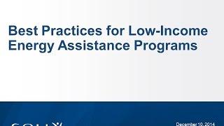 Best Practices for Low-Income Energy Assistance Programs Webinar