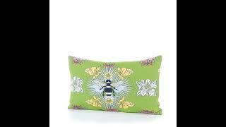 Elaine Smith 20" x 12" Tropical Bee Spring Sunbrella Outdoor Lumbar Pillow