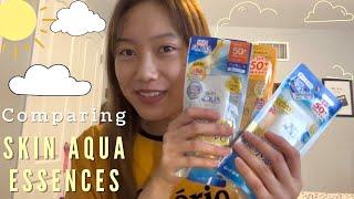 COMPARING SKIN AQUA UV SUPER MOISTURE ESSENCE SUNSCREENS (older formulation, 2023 formulation, gold)