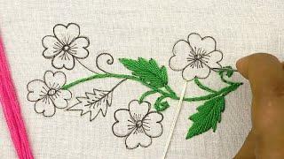 Creative white flower embroidery designs - pure elegant embroidery flowers - modern embroidery