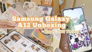 samsung galaxy a12 unboxing in 2022 + aesthetic cases | phone customization(reply 1988 theme)️