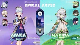 C0 Ayaka Freeze - C0 Nahida Hyperbloom | Spiral Abyss 5.1 | Genshin Impact