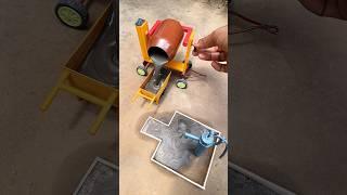 How to make mini project with cement mixer machine and hand pump