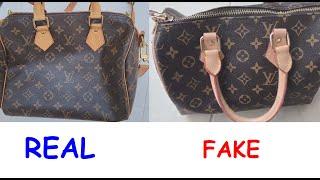 Louis Vuitton bag real vs fake. How to spot fake Louis Vuitton Speedy Bandouliere 25 tote