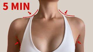 Get FEMININE SHOULDERS/NECKLINE - 5 Min lymphatic STRETCH for lean shoulders & defined Collarbones