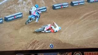 Vince Friese gets FROZE Taken out Crashes at Arenacross Loveland Colorado