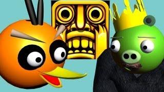 TEMPLE RUN starring ANGRY BIRDS  3D animated  game mashup  FunVideoTV - Style ;-))