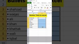 How to create Bullets in excel #shortsviral #shorts #trending #reels #youtubeshorts #exceltricks