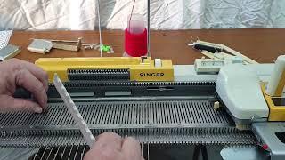 Singer Knitting Machine models 321 to 329 quick and easy cast on, using your weaving brushes