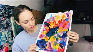 MY VERY FIRST steps painting ABSTRACT ! Before you paint ON CANVAS Try it ON PAPER