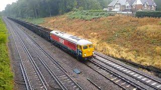 A wet 20 minutes with GBRf 69004 and GBRf 47739 + SWR 701050, near Woking on 17/08/22