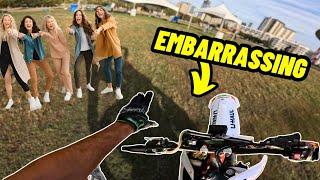 CRASHING MY MOTORCYCLE TRYING TO IMPRESS A GROUP OF GIRLS!!