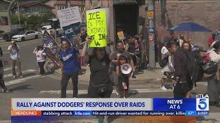 Protesters call for L.A. Dodgers to take stronger stand against immigration raids